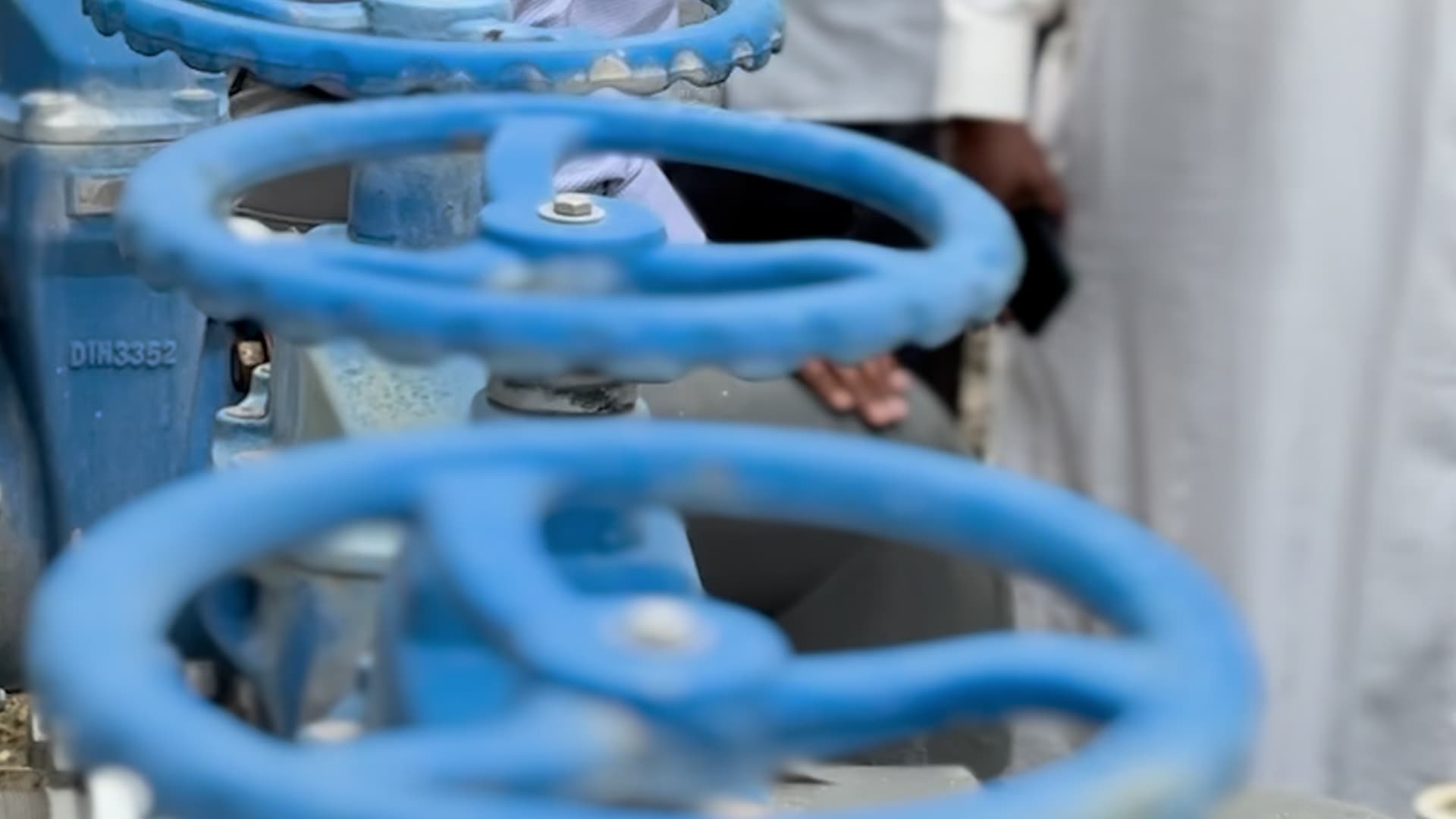 Large water valves to turn water on and off outside of a facility